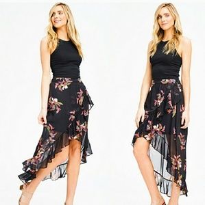 and Skirts - Beautiful Sheer Floral Hi-Low Skirt and Skirts - Beautiful Sheer Floral Hi-Low Skirt
